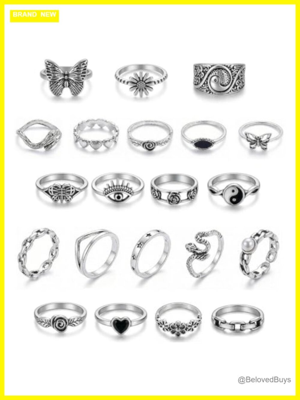 Vintage Knuckle Rings Set Chunky Stackable Adjustable Zinc Alloy Goth Punk